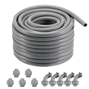Flexibilná hadica  25,4 mm, 30,5 m, kvapalinotesná PVC rúrka, nekovová, s 5 rovnými a 5 90-stupňovými spojkami, pre riadiace čerpadlo motora klimatizácie, IP65