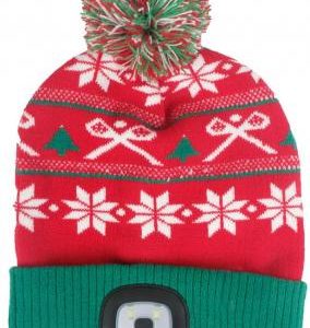 Čiapka Strend Pro X-mas zeleno-červená L, 4x SMD LED, USB nabíjanie