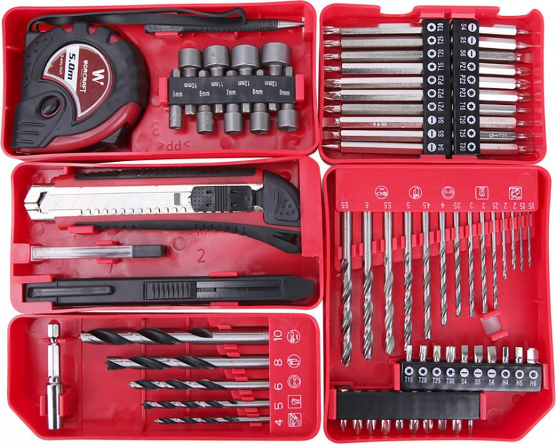 Skrutkovač Worcraft CHD-S20LiBAT ShareSYS 20V, Li-ion, bezuhlíkový, 2x akumulátor 2.0Ah, nabíjačka, set s príslušenstvom 73ks, v kufríku – Obrázok 3