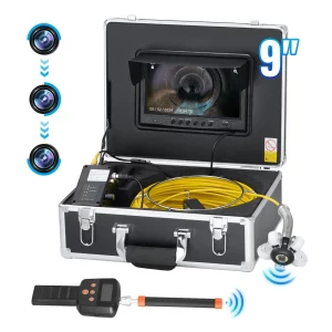 Kanalizačný fotoaparát s lokalizátorom 512 Hz, dosah 50 m, 9-palcový inšpekčný fotoaparát na potrubia so samoniveláciou, 36x zoom, endoskop s 12 LED diódami, 32 GB karta, vodotesný IP68 pre kanalizačné potrubia
