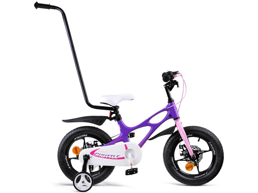Royal Baby Detský bicykel Space Shuttle 14" s nafukovacími kolesami + pomocné kolieska + zvonček, Fialový RB14-22 – Obrázok 6