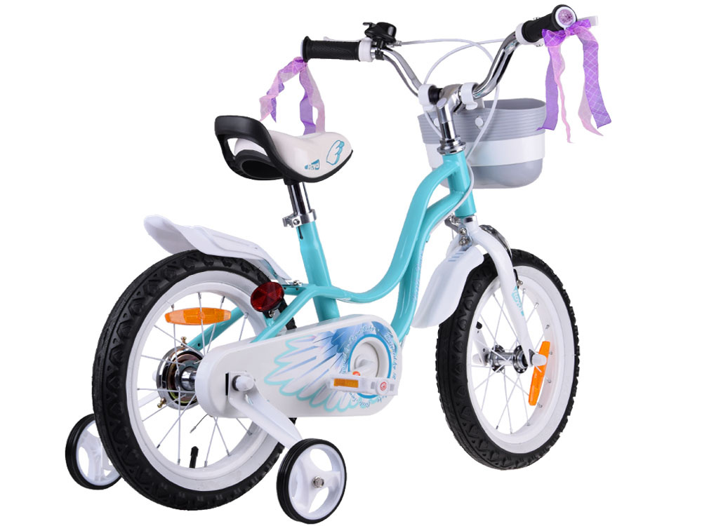 RoyalBaby roztomilý 14" bicykel Little Swan s bočnými kolieskami a pásikom RB14-18 – Obrázok 2
