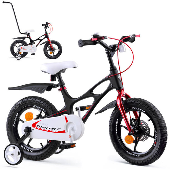 Royal Baby Detský bicykel Space Shuttle 14" s nafukovacími kolesami + pomocné kolieska + zvonček, čierny – Obrázok 2