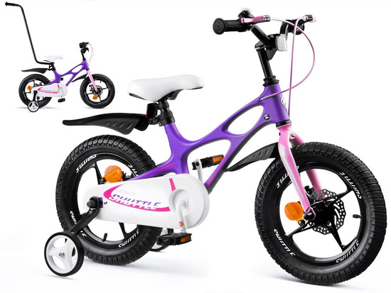 Royal Baby Detský bicykel Space Shuttle 16" s nafukovacími kolesami + pomocné kolieska, fialový