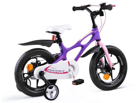 Royal Baby Detský bicykel Space Shuttle 14" s nafukovacími kolesami + pomocné kolieska + zvonček, Fialový RB14-22 – Obrázok 9
