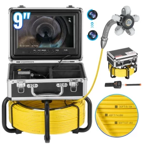 Kanalizačný fotoaparát  s lokalizátorom 512 Hz, 30 m samonivelačná inšpekčná kamera na potrubie s 9-palcovým HD displejom s rozlíšením 1080P, 36x zoom, inšpekčná kamera na potrubie s 12 LED diódami, 32 GB SD karta, endoskop na kanalizačné potrubia