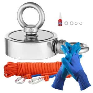 Magnetická rybárska sada Magnetická rybárska sada (oranžová) 450 kg obojstranná ťažná sila, neodýmový magnet zo vzácnych zemín Rybárska sada vrátane háku, odolných lanových rukavíc (modré), lepidla s očkom
