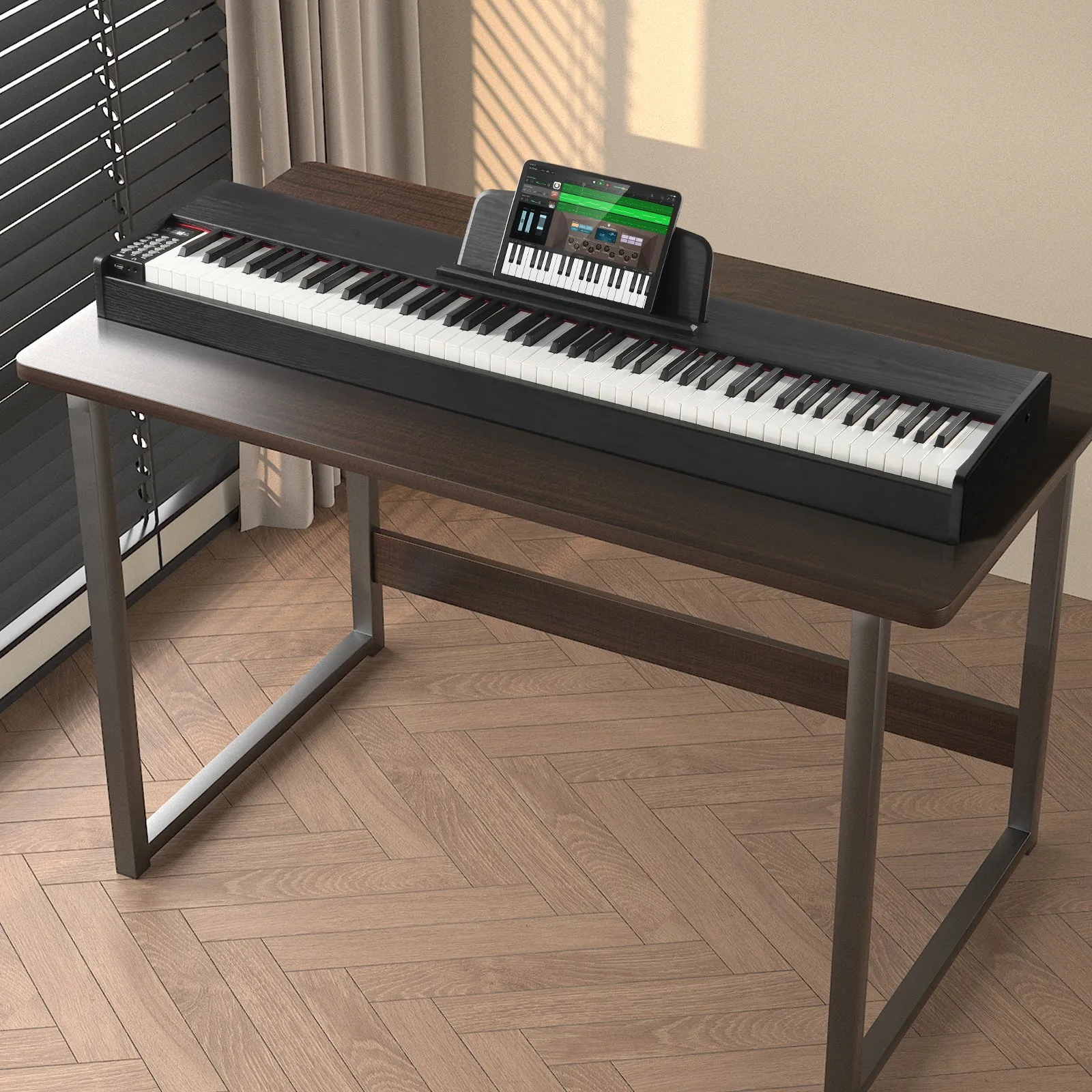 Digitálne piano , 88 klávesov, elektrické piano, dvojitá klávesnica a reproduktor so sustain pedálom, slúchadlá, 200 tónov a rytmov, podpora Bluetooth/USB/MIDI, pre začiatočníkov aj učiteľov – Obrázok 2
