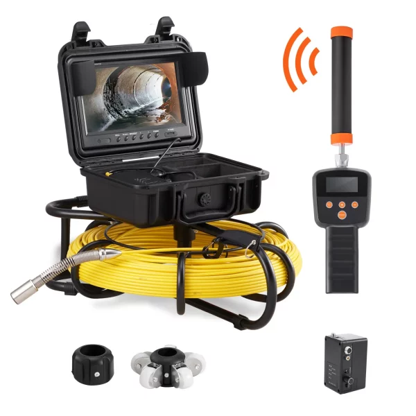 Kanalizačný fotoaparát VEVOR s 512Hz sledovaním, 91,5 m, 23 cm inšpekčná kamera na potrubie s funkciou DVR, IP68 kamera s 12 nastaviteľnými LED diódami, 16GB SD karta pre kanalizačné potrubia, dom, kanalizáciu, odtokové potrubie