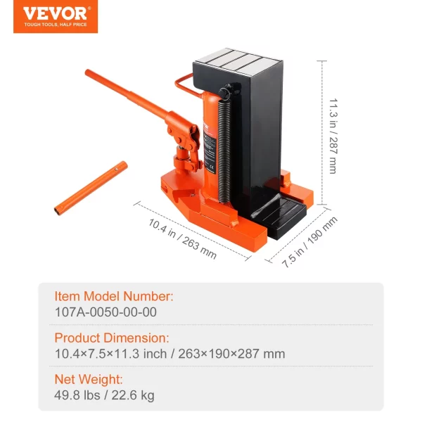 Hydraulický zdvihák s výškou zdvihu 5 ton/4536 kg na špičke, nosnosť 10 ton/9072 kg na vrchu, strojový zdvihák, výška špičky 0,8 – 6,8 palca/2 – 17,3 cm, výška hore 11,3 – 17,3 palca/28,7 – 43,9 cm, pneumatický hydraulický čeľustový zdvihák pre stroje, priemysel – Obrázok 8