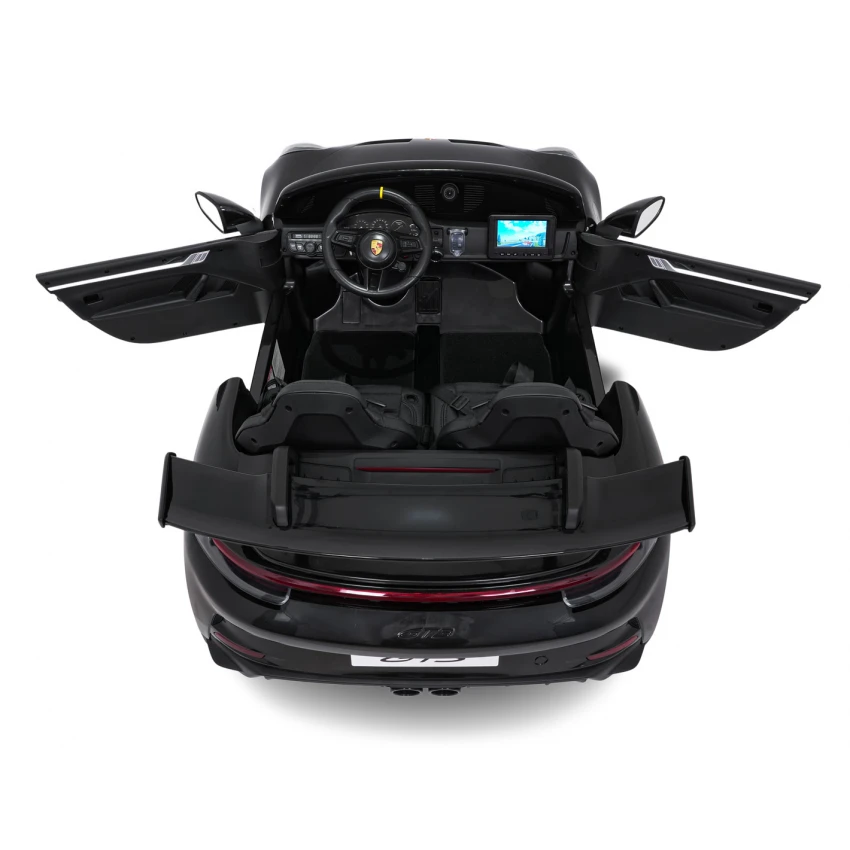 Elektrické autíčko Porsche 911GT3 24V s pohonom 4x4, čierne, Dvojmiestne sedadlo, 2,4 GHz diaľkové ovládanie, USB/AUX Vstup, 200W motory, Odpruženie, Lítiová batéria, LED svetlá vpredu aj vzadu, ORIGINÁL licencia – Obrázok 18
