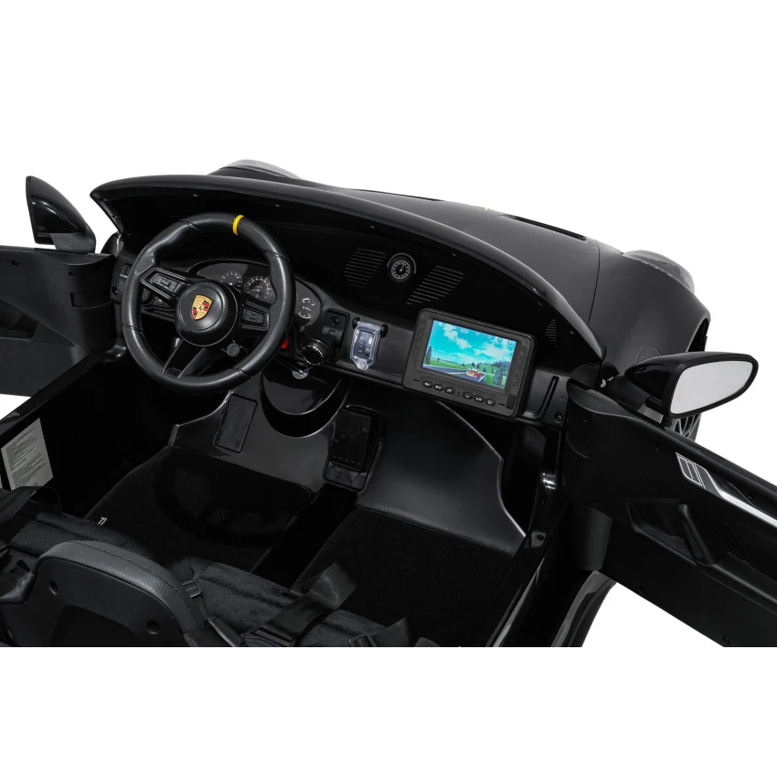 Elektrické autíčko Porsche 911GT3 24V s pohonom 4x4, čierne, Dvojmiestne sedadlo, 2,4 GHz diaľkové ovládanie, USB/AUX Vstup, 200W motory, Odpruženie, Lítiová batéria, LED svetlá vpredu aj vzadu, ORIGINÁL licencia – Obrázok 16