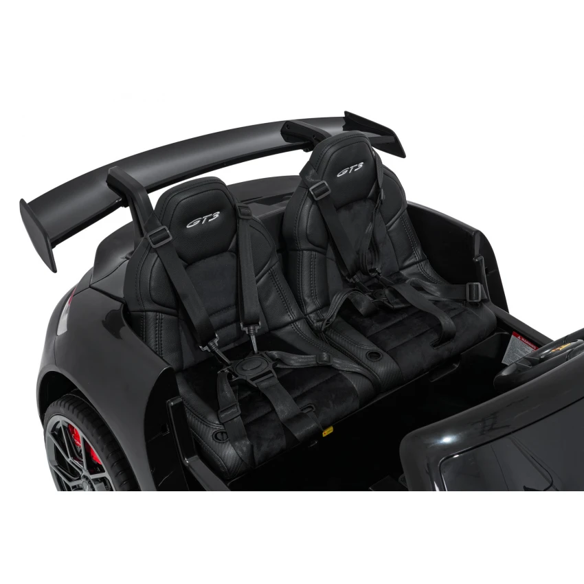 Elektrické autíčko Porsche 911GT3 24V s pohonom 4x4, čierne, Dvojmiestne sedadlo, 2,4 GHz diaľkové ovládanie, USB/AUX Vstup, 200W motory, Odpruženie, Lítiová batéria, LED svetlá vpredu aj vzadu, ORIGINÁL licencia – Obrázok 8