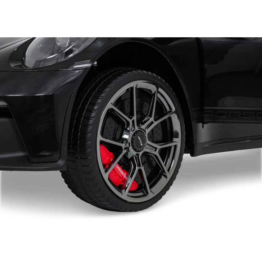 Elektrické autíčko Porsche 911GT3 24V s pohonom 4x4, čierne, Dvojmiestne sedadlo, 2,4 GHz diaľkové ovládanie, USB/AUX Vstup, 200W motory, Odpruženie, Lítiová batéria, LED svetlá vpredu aj vzadu, ORIGINÁL licencia – Obrázok 7