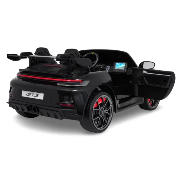 Elektrické autíčko Porsche 911GT3 24V s pohonom 4x4, čierne, Dvojmiestne sedadlo, 2,4 GHz diaľkové ovládanie, USB/AUX Vstup, 200W motory, Odpruženie, Lítiová batéria, LED svetlá vpredu aj vzadu, ORIGINÁL licencia – Obrázok 23