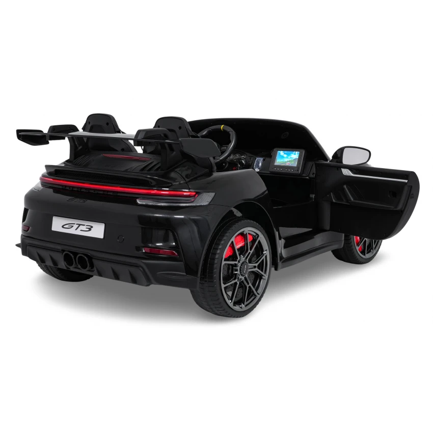 Elektrické autíčko Porsche 911GT3 24V s pohonom 4x4, čierne, Dvojmiestne sedadlo, 2,4 GHz diaľkové ovládanie, USB/AUX Vstup, 200W motory, Odpruženie, Lítiová batéria, LED svetlá vpredu aj vzadu, ORIGINÁL licencia – Obrázok 23