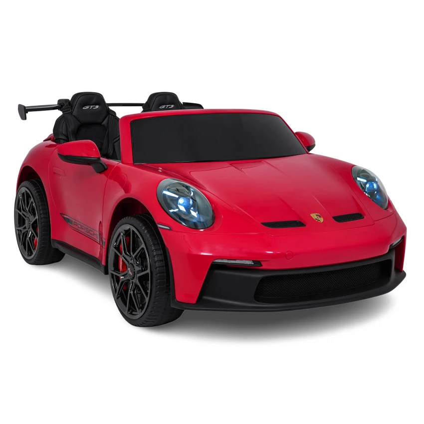 Elektrické autíčko Porsche 911GT3 24V s pohonom 4x4, červené, Dvojmiestne sedadlo, 2,4 GHz diaľkové ovládanie, USB/AUX Vstup, 200W motory, Odpruženie, Lítiová batéria, LED svetlá vpredu aj vzadu, ORIGINÁL licencia – Obrázok 24