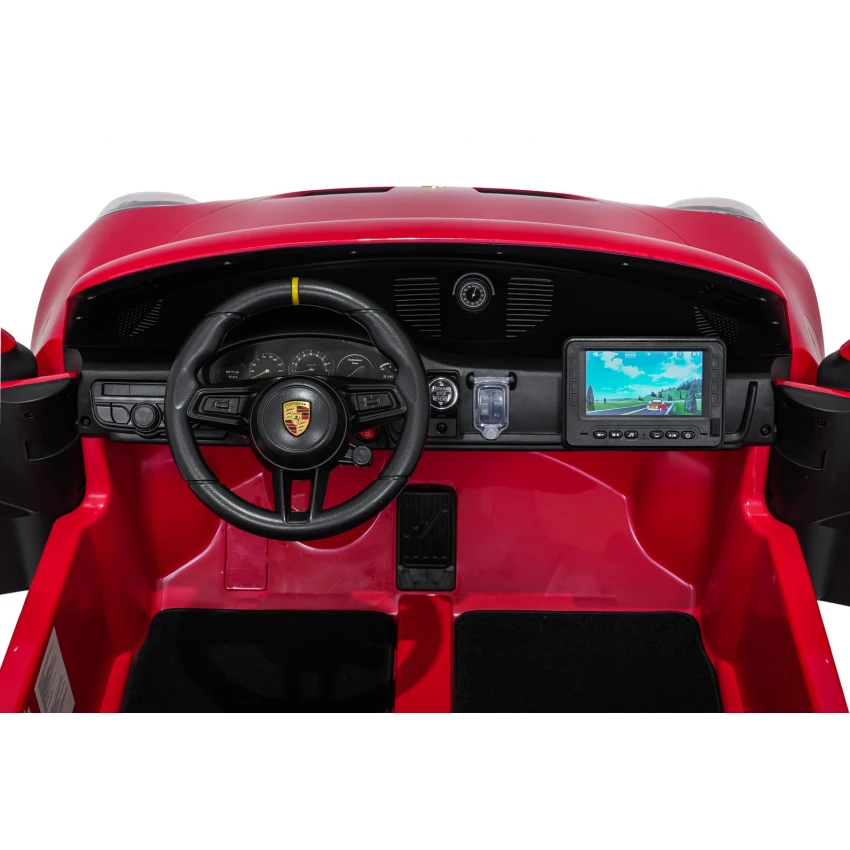 Elektrické autíčko Porsche 911GT3 24V s pohonom 4x4, červené, Dvojmiestne sedadlo, 2,4 GHz diaľkové ovládanie, USB/AUX Vstup, 200W motory, Odpruženie, Lítiová batéria, LED svetlá vpredu aj vzadu, ORIGINÁL licencia – Obrázok 11