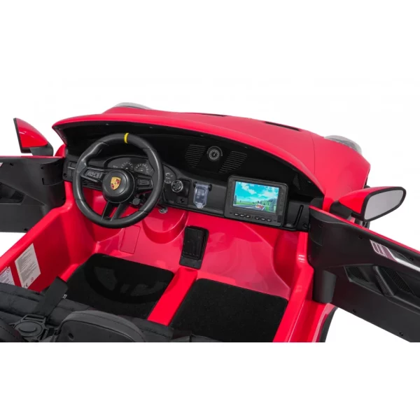 Elektrické autíčko Porsche 911GT3 24V s pohonom 4x4, červené, Dvojmiestne sedadlo, 2,4 GHz diaľkové ovládanie, USB/AUX Vstup, 200W motory, Odpruženie, Lítiová batéria, LED svetlá vpredu aj vzadu, ORIGINÁL licencia – Obrázok 9