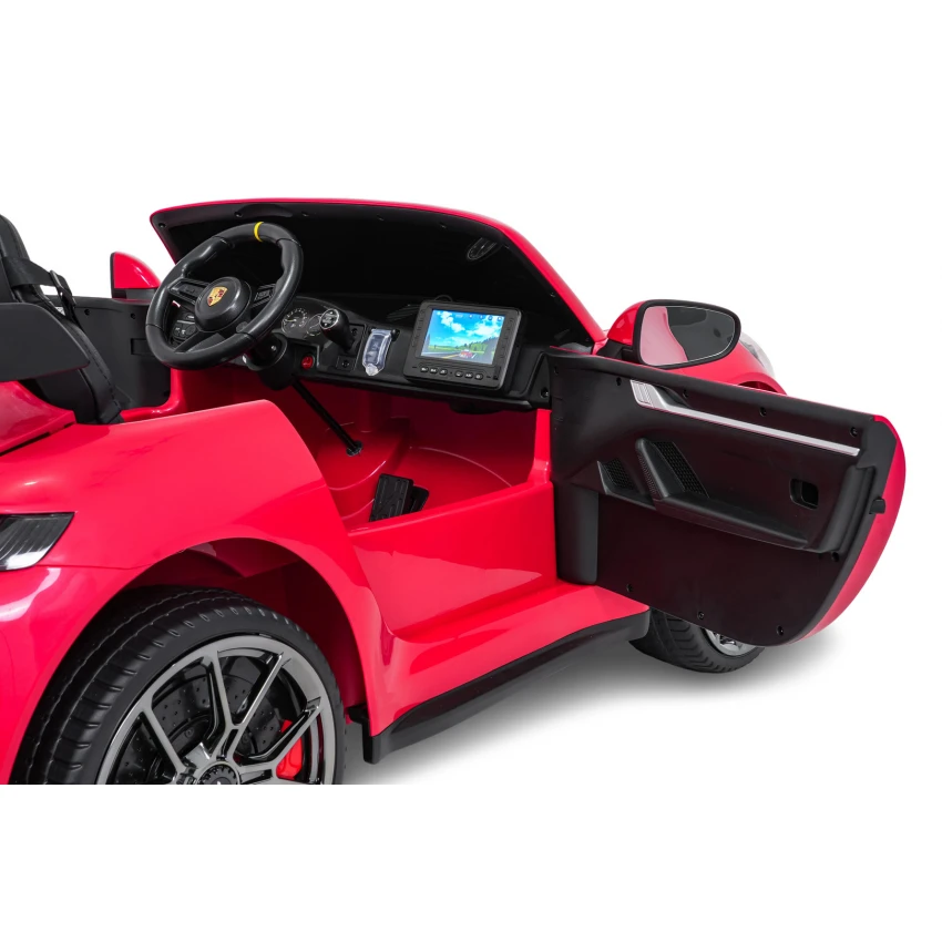Elektrické autíčko Porsche 911GT3 24V s pohonom 4x4, červené, Dvojmiestne sedadlo, 2,4 GHz diaľkové ovládanie, USB/AUX Vstup, 200W motory, Odpruženie, Lítiová batéria, LED svetlá vpredu aj vzadu, ORIGINÁL licencia – Obrázok 7