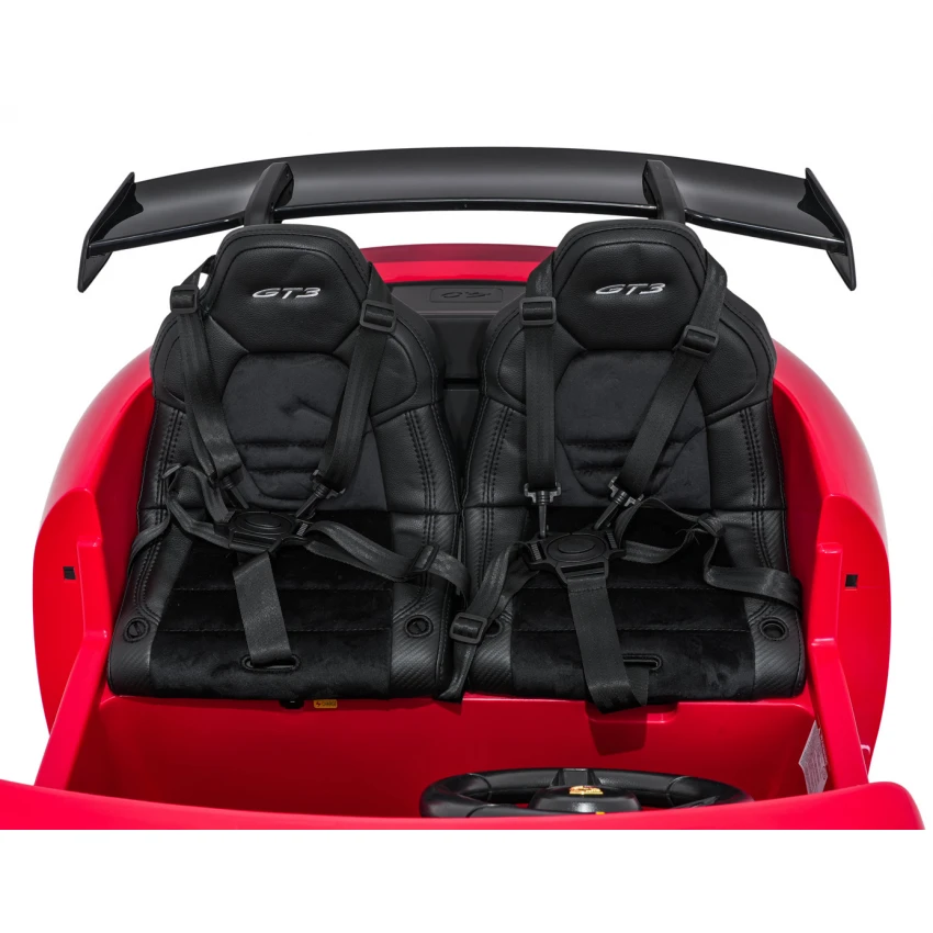 Elektrické autíčko Porsche 911GT3 24V s pohonom 4x4, červené, Dvojmiestne sedadlo, 2,4 GHz diaľkové ovládanie, USB/AUX Vstup, 200W motory, Odpruženie, Lítiová batéria, LED svetlá vpredu aj vzadu, ORIGINÁL licencia – Obrázok 6