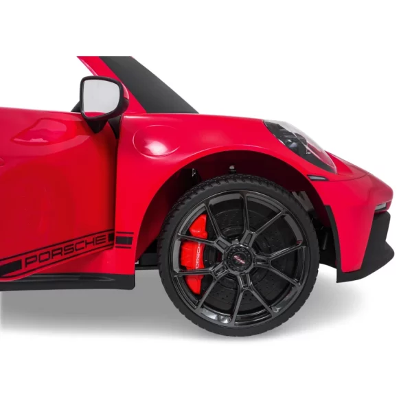 Elektrické autíčko Porsche 911GT3 24V s pohonom 4x4, červené, Dvojmiestne sedadlo, 2,4 GHz diaľkové ovládanie, USB/AUX Vstup, 200W motory, Odpruženie, Lítiová batéria, LED svetlá vpredu aj vzadu, ORIGINÁL licencia – Obrázok 3