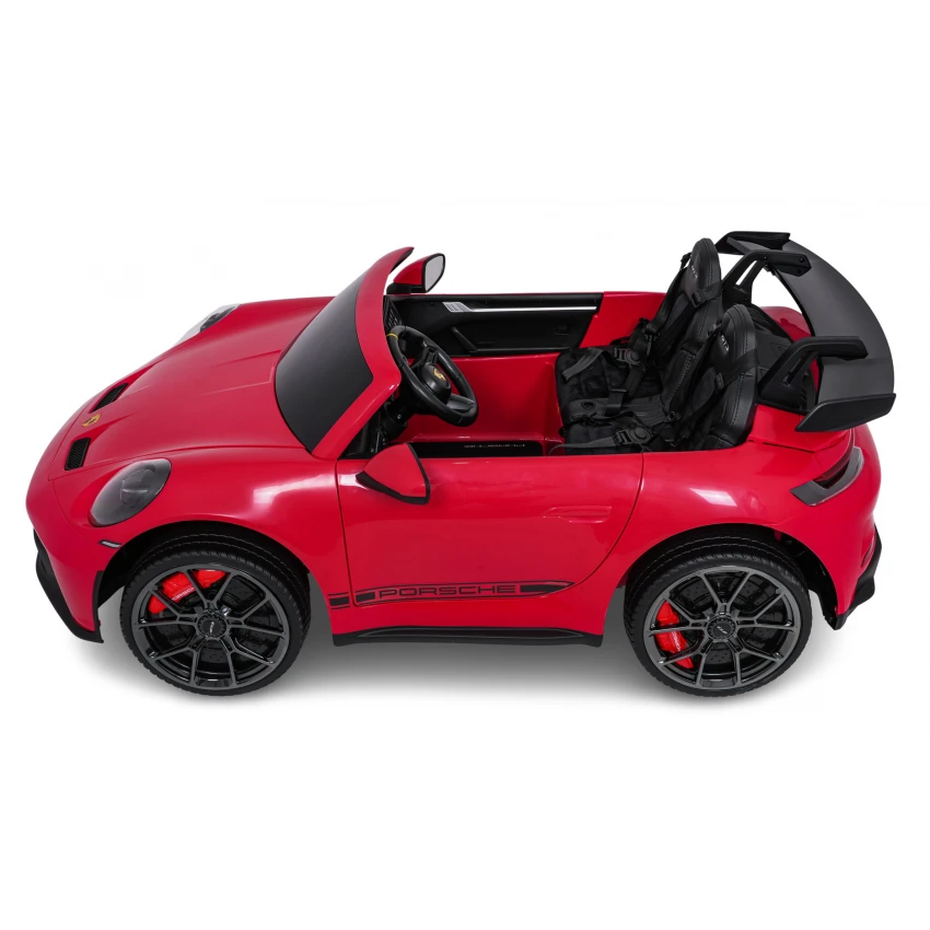 Elektrické autíčko Porsche 911GT3 24V s pohonom 4x4, červené, Dvojmiestne sedadlo, 2,4 GHz diaľkové ovládanie, USB/AUX Vstup, 200W motory, Odpruženie, Lítiová batéria, LED svetlá vpredu aj vzadu, ORIGINÁL licencia – Obrázok 20