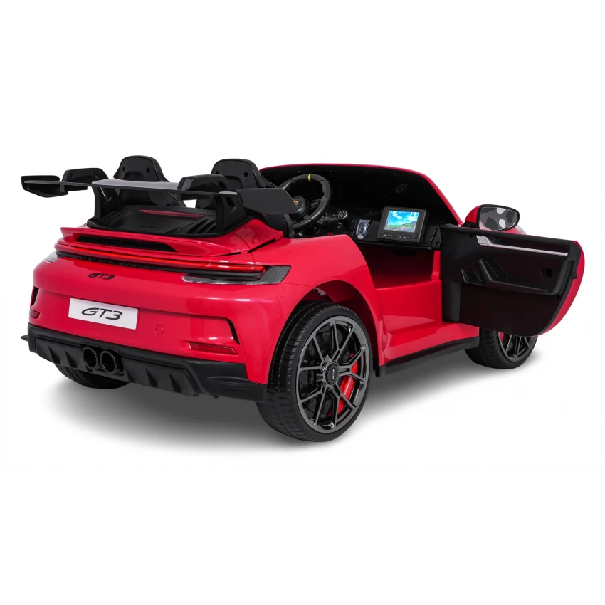 Elektrické autíčko Porsche 911GT3 24V s pohonom 4x4, červené, Dvojmiestne sedadlo, 2,4 GHz diaľkové ovládanie, USB/AUX Vstup, 200W motory, Odpruženie, Lítiová batéria, LED svetlá vpredu aj vzadu, ORIGINÁL licencia – Obrázok 16