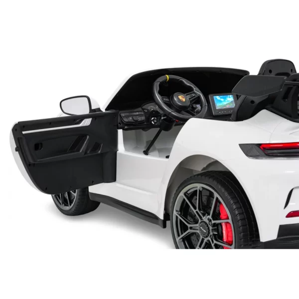 Elektrické autíčko Porsche 911GT3 24V s pohonom 4x4, Biele, Dvojmiestne sedadlo, 2,4 GHz diaľkové ovládanie, USB/AUX Vstup, 200W motory, Odpruženie, Lítiová batéria, LED svetlá vpredu aj vzadu, ORIGINÁL licencia (Kópia) (Kópia) – Obrázok 9