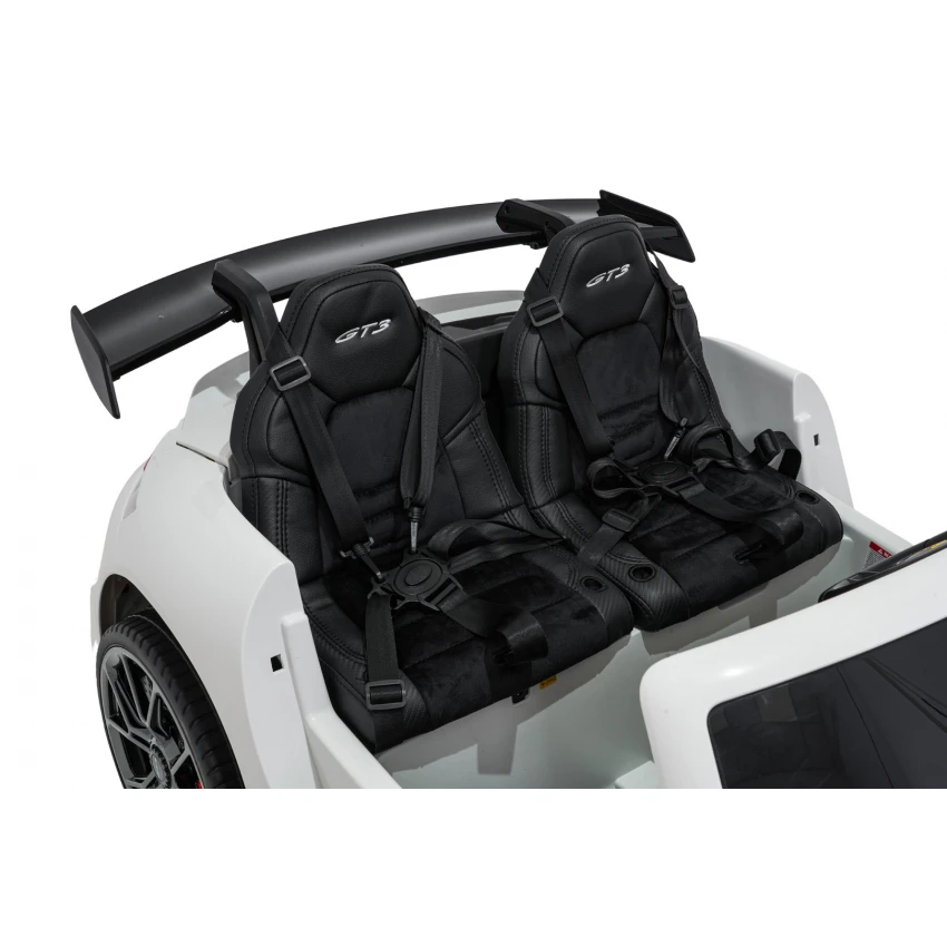 Elektrické autíčko Porsche 911GT3 24V s pohonom 4x4, Biele, Dvojmiestne sedadlo, 2,4 GHz diaľkové ovládanie, USB/AUX Vstup, 200W motory, Odpruženie, Lítiová batéria, LED svetlá vpredu aj vzadu, ORIGINÁL licencia (Kópia) (Kópia) – Obrázok 7