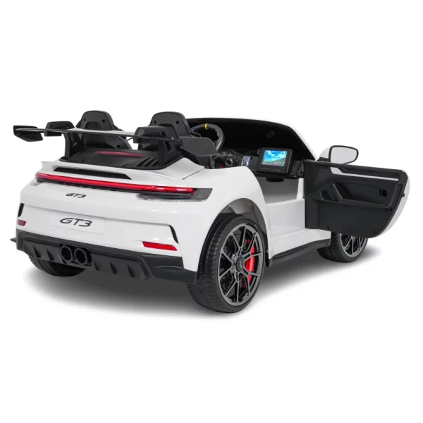 Elektrické autíčko Porsche 911GT3 24V s pohonom 4x4, Biele, Dvojmiestne sedadlo, 2,4 GHz diaľkové ovládanie, USB/AUX Vstup, 200W motory, Odpruženie, Lítiová batéria, LED svetlá vpredu aj vzadu, ORIGINÁL licencia (Kópia) (Kópia) – Obrázok 12