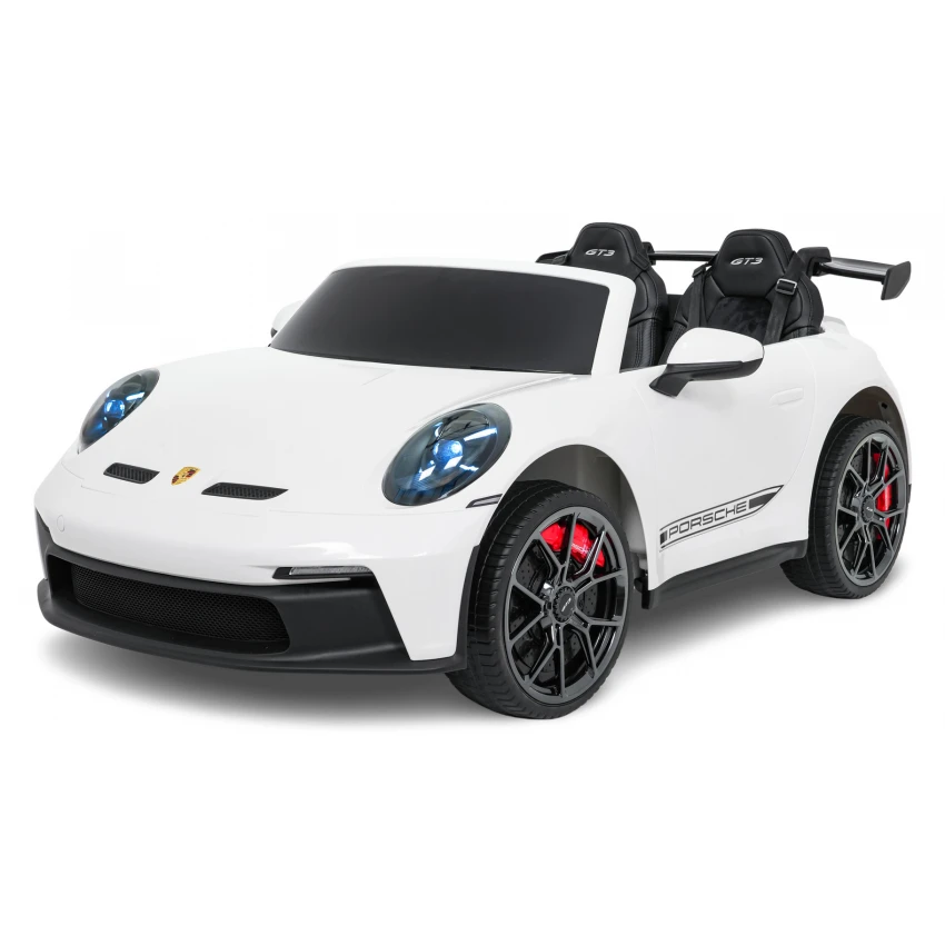 Elektrické autíčko Porsche 911GT3 24V s pohonom 4x4, Biele, Dvojmiestne sedadlo, 2,4 GHz diaľkové ovládanie, USB/AUX Vstup, 200W motory, Odpruženie, Lítiová batéria, LED svetlá vpredu aj vzadu, ORIGINÁL licencia (Kópia) (Kópia)