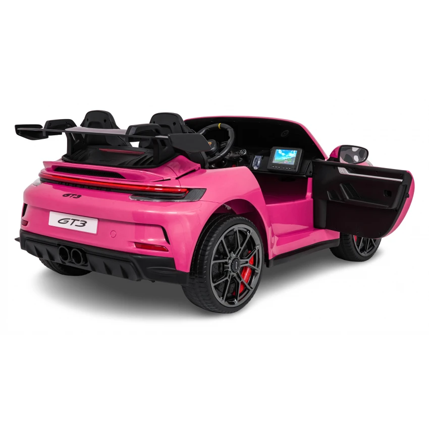 Elektrické autíčko Porsche 911GT3 24V s pohonom 4x4, ružové, Dvojmiestne sedadlo, 2,4 GHz diaľkové ovládanie, USB/AUX Vstup, 200W motory, Odpruženie, Lítiová batéria, LED svetlá vpredu aj vzadu, ORIGINÁL licencia – Obrázok 5