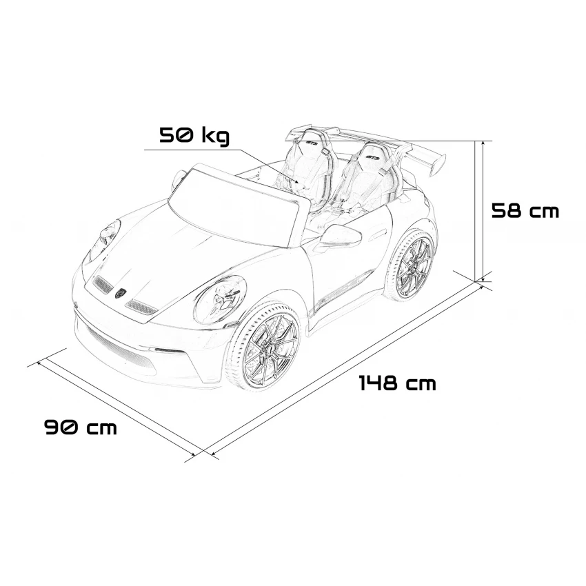 Elektrické autíčko Porsche 911GT3 24V s pohonom 4x4, ružové, Dvojmiestne sedadlo, 2,4 GHz diaľkové ovládanie, USB/AUX Vstup, 200W motory, Odpruženie, Lítiová batéria, LED svetlá vpredu aj vzadu, ORIGINÁL licencia – Obrázok 14