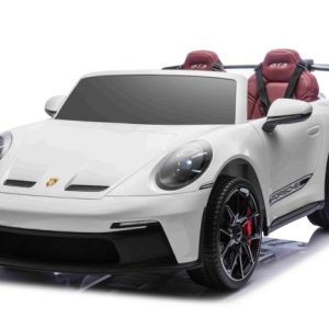 Elektrické autíčko Porsche 911GT3 24V s pohonom 4x4, Biele, Dvojmiestne sedadlo, 2,4 GHz diaľkové ovládanie, USB/AUX Vstup, 200W motory, Odpruženie, Lítiová batéria, LED svetlá vpredu aj vzadu, ORIGINÁL licencia