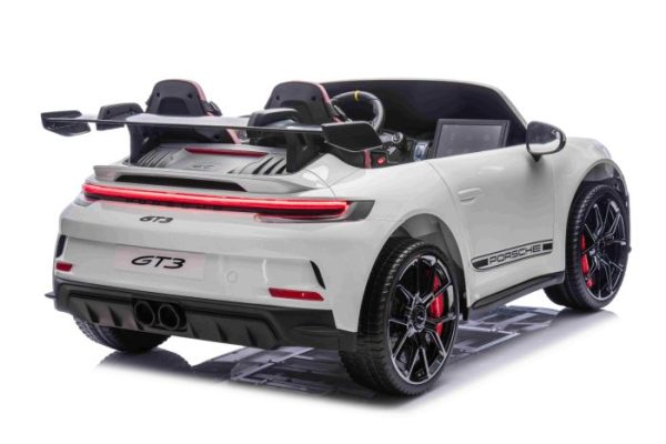 Elektrické autíčko Porsche 911GT3 24V s pohonom 4x4, Biele, Dvojmiestne sedadlo, 2,4 GHz diaľkové ovládanie, USB/AUX Vstup, 200W motory, Odpruženie, Lítiová batéria, LED svetlá vpredu aj vzadu, ORIGINÁL licencia – Obrázok 17