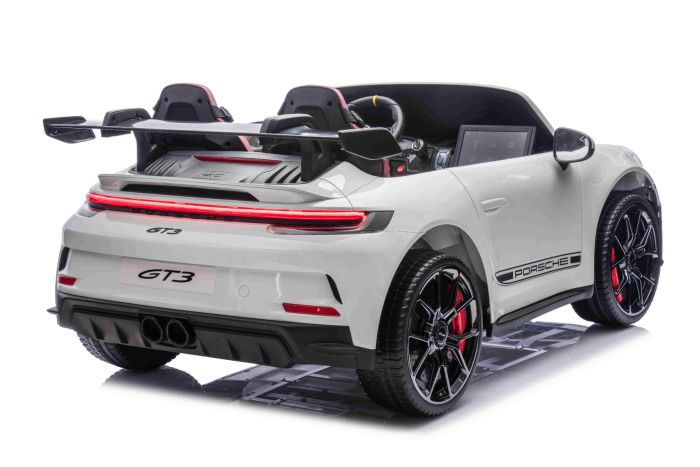 Elektrické autíčko Porsche 911GT3 24V s pohonom 4x4, Biele, Dvojmiestne sedadlo, 2,4 GHz diaľkové ovládanie, USB/AUX Vstup, 200W motory, Odpruženie, Lítiová batéria, LED svetlá vpredu aj vzadu, ORIGINÁL licencia – Obrázok 17