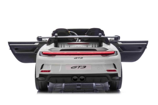 Elektrické autíčko Porsche 911GT3 24V s pohonom 4x4, Biele, Dvojmiestne sedadlo, 2,4 GHz diaľkové ovládanie, USB/AUX Vstup, 200W motory, Odpruženie, Lítiová batéria, LED svetlá vpredu aj vzadu, ORIGINÁL licencia – Obrázok 12