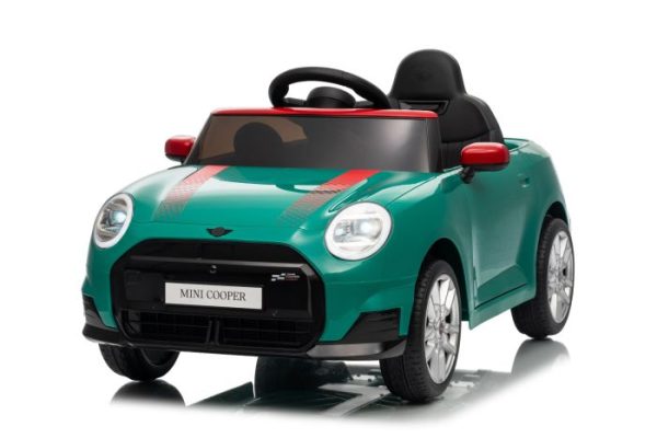 Elektrické autíčko BMW Mini Cooper 12V, zelené, USB Vstup s Bluetooth pripojením na MP3 Prehrávači, 2,4 GHz diaľkové ovládanie, 2 x 25W Motor, Lítiová batéria, LED svetlá, ORIGINAL licencia (Kópia)