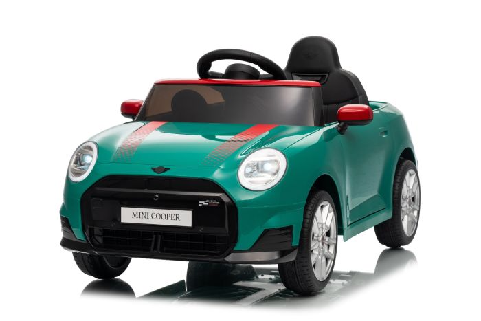 Elektrické autíčko BMW Mini Cooper 12V, zelené, USB Vstup s Bluetooth pripojením na MP3 Prehrávači, 2,4 GHz diaľkové ovládanie, 2 x 25W Motor, Lítiová batéria, LED svetlá, ORIGINAL licencia (Kópia)