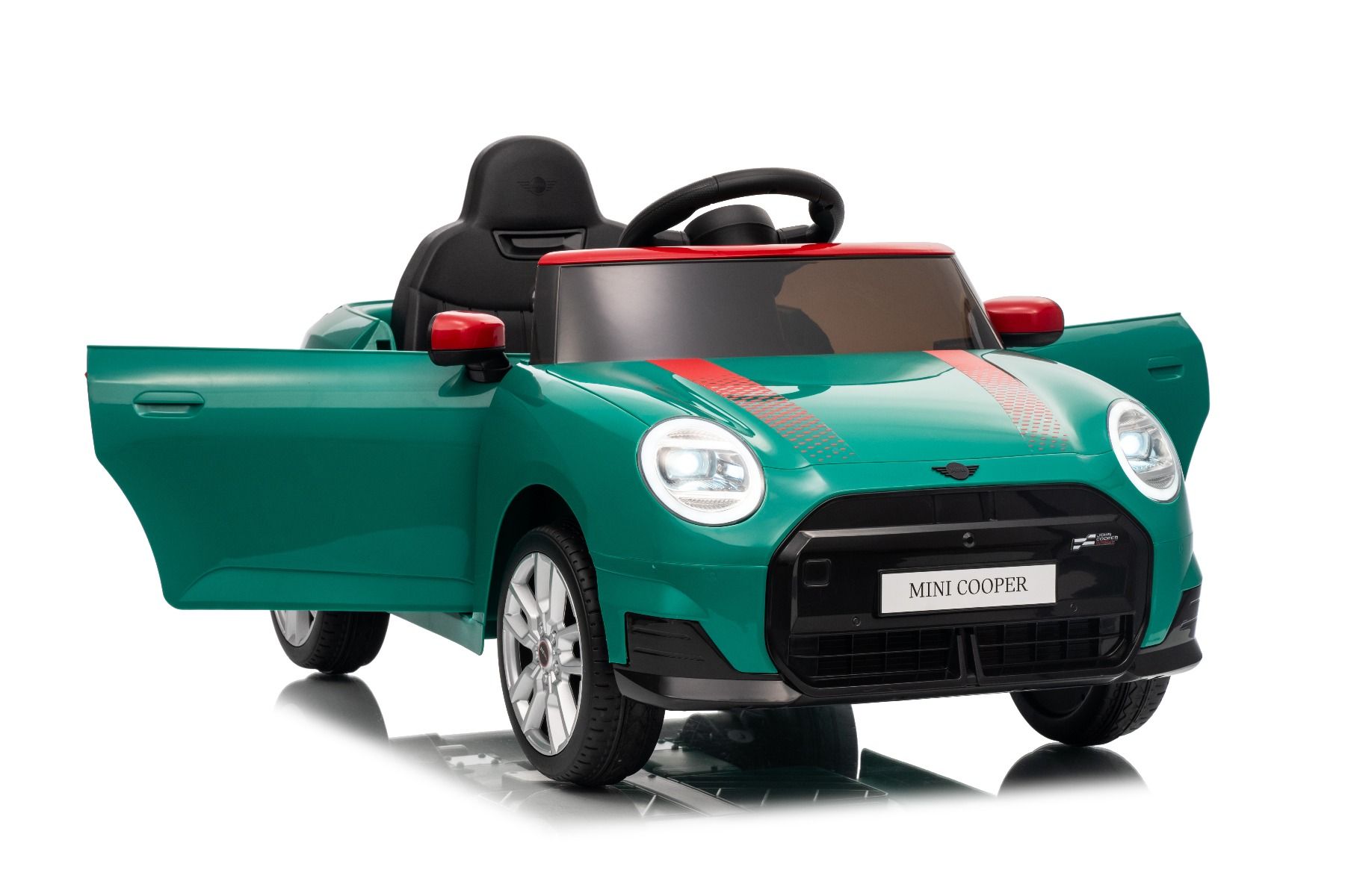 Elektrické autíčko BMW Mini Cooper 12V, zelené, USB Vstup s Bluetooth pripojením na MP3 Prehrávači, 2,4 GHz diaľkové ovládanie, 2 x 25W Motor, Lítiová batéria, LED svetlá, ORIGINAL licencia (Kópia) – Obrázok 24