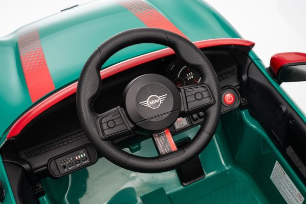 Elektrické autíčko BMW Mini Cooper 12V, zelené, USB Vstup s Bluetooth pripojením na MP3 Prehrávači, 2,4 GHz diaľkové ovládanie, 2 x 25W Motor, Lítiová batéria, LED svetlá, ORIGINAL licencia (Kópia) – Obrázok 15