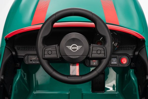 Elektrické autíčko BMW Mini Cooper 12V, zelené, USB Vstup s Bluetooth pripojením na MP3 Prehrávači, 2,4 GHz diaľkové ovládanie, 2 x 25W Motor, Lítiová batéria, LED svetlá, ORIGINAL licencia (Kópia) – Obrázok 14