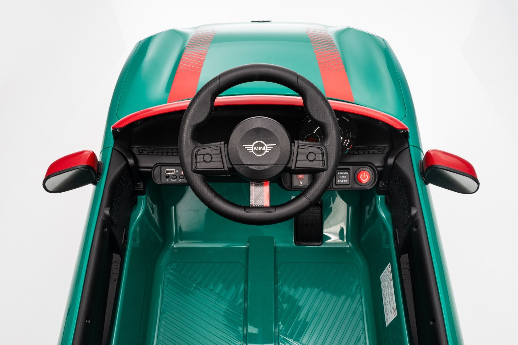 Elektrické autíčko BMW Mini Cooper 12V, zelené, USB Vstup s Bluetooth pripojením na MP3 Prehrávači, 2,4 GHz diaľkové ovládanie, 2 x 25W Motor, Lítiová batéria, LED svetlá, ORIGINAL licencia (Kópia) – Obrázok 13
