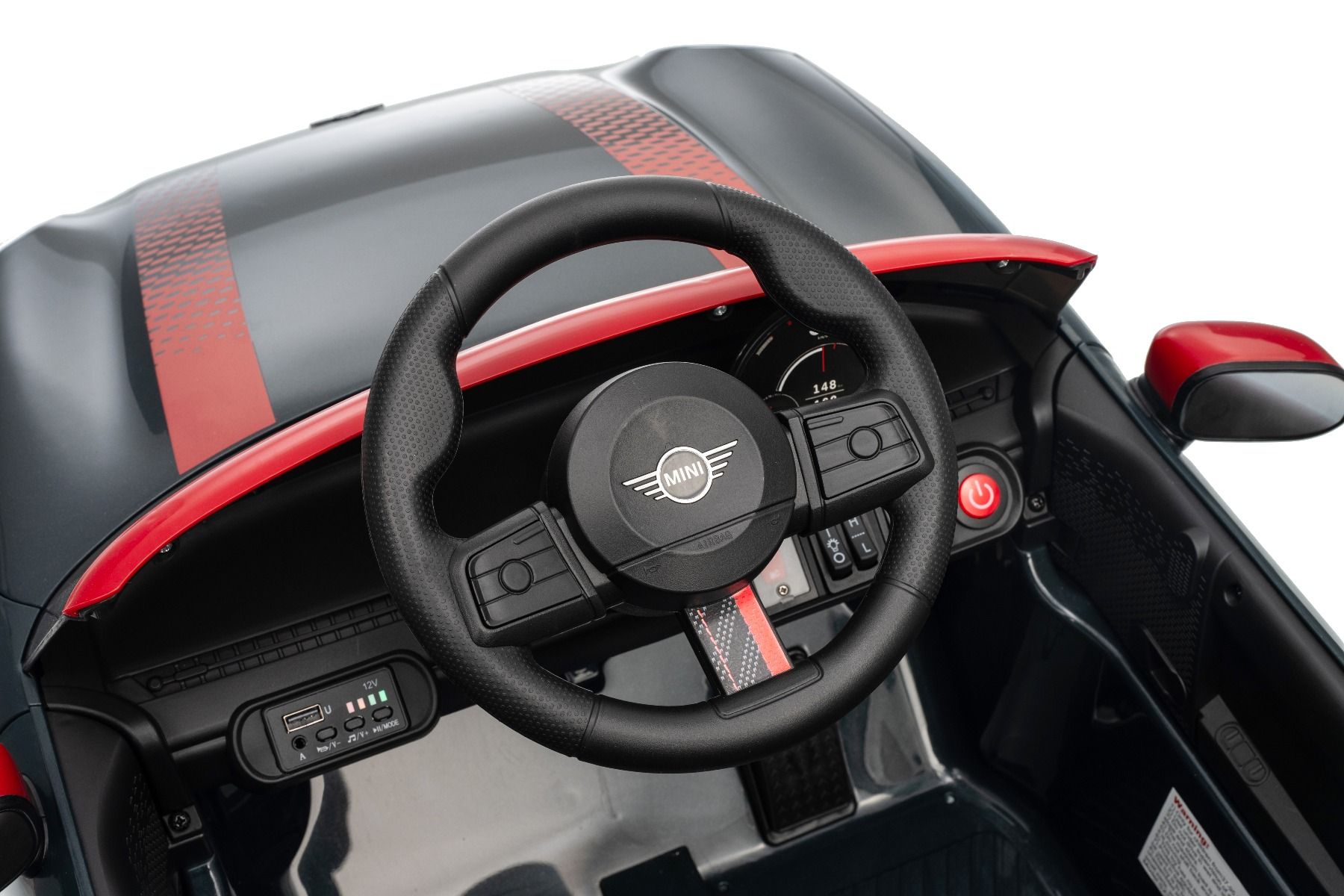 Elektrické autíčko BMW Mini Cooper 12V, čierne, USB Vstup s Bluetooth pripojením na MP3 Prehrávači, 2,4 GHz diaľkové ovládanie, 2 x 25W Motor, Lítiová batéria, LED svetlá, ORIGINAL licencia – Obrázok 11