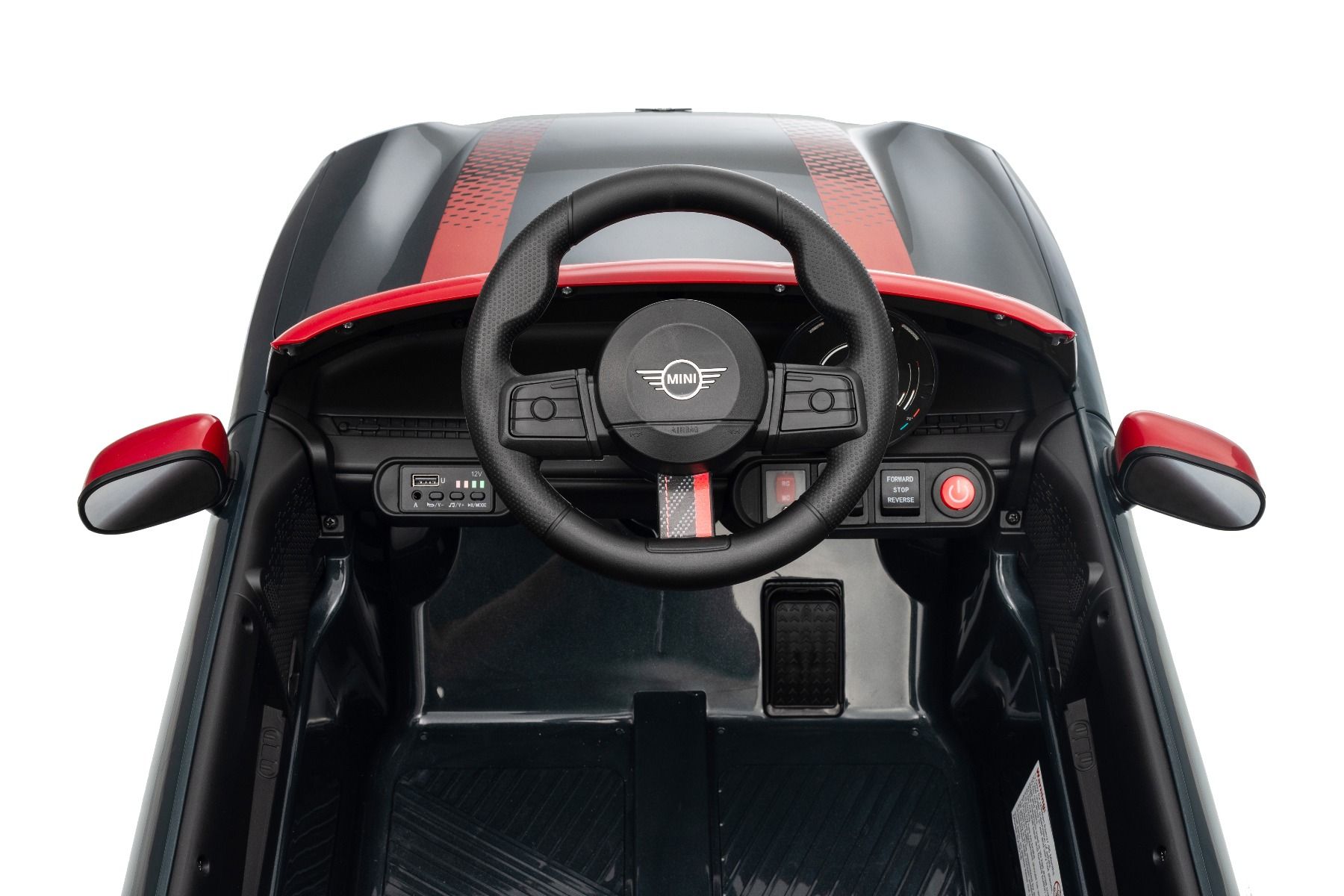 Elektrické autíčko BMW Mini Cooper 12V, čierne, USB Vstup s Bluetooth pripojením na MP3 Prehrávači, 2,4 GHz diaľkové ovládanie, 2 x 25W Motor, Lítiová batéria, LED svetlá, ORIGINAL licencia – Obrázok 9