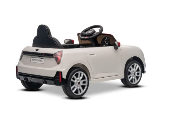 Elektrické autíčko BMW Mini Cooper 12V, biele, USB Vstup s Bluetooth pripojením na MP3 Prehrávači, 2,4 GHz diaľkové ovládanie, 2 x 25W Motor, Lítiová batéria, LED svetlá, ORIGINAL licencia – Obrázok 8