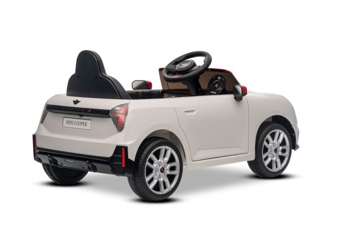 Elektrické autíčko BMW Mini Cooper 12V, biele, USB Vstup s Bluetooth pripojením na MP3 Prehrávači, 2,4 GHz diaľkové ovládanie, 2 x 25W Motor, Lítiová batéria, LED svetlá, ORIGINAL licencia – Obrázok 8