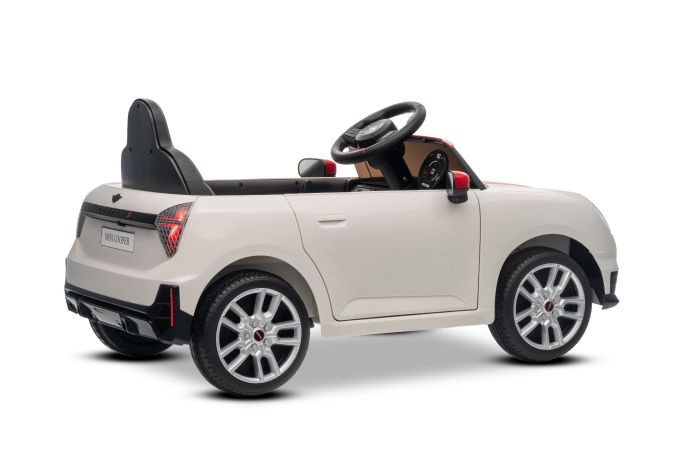 Elektrické autíčko BMW Mini Cooper 12V, biele, USB Vstup s Bluetooth pripojením na MP3 Prehrávači, 2,4 GHz diaľkové ovládanie, 2 x 25W Motor, Lítiová batéria, LED svetlá, ORIGINAL licencia – Obrázok 7