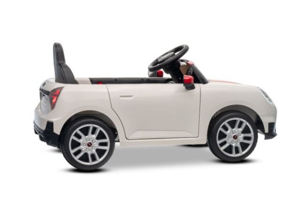 Elektrické autíčko BMW Mini Cooper 12V, biele, USB Vstup s Bluetooth pripojením na MP3 Prehrávači, 2,4 GHz diaľkové ovládanie, 2 x 25W Motor, Lítiová batéria, LED svetlá, ORIGINAL licencia – Obrázok 6